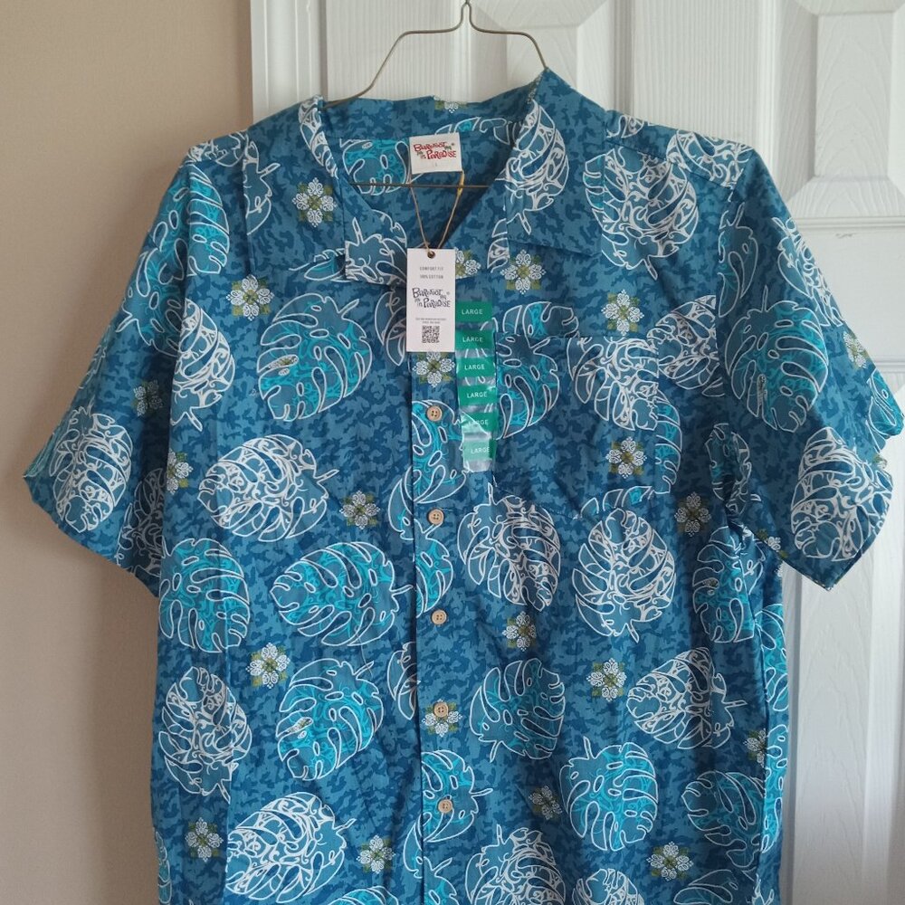 Barefoot in Paradise Blue Tropical Leaf